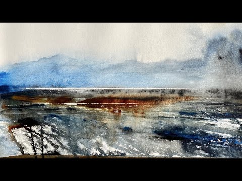 Видео: Маленькая акварельная абстракция шаг за шагом