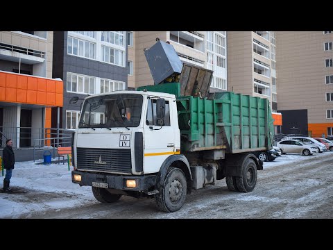 Видео: Мусоровоз МКМ-3403 (МК-3451-03) на шасси МАЗ-5337A2 (С 063 ТР 22) / Garbage truck MAZ-5337.