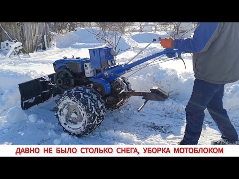 Видео: ДАВНО НЕ БЫЛО СТОЛЬКО СНЕГА, УБОРКА МОТОБЛОКОМ / SNOW CLEANING WITH A HEAVY MOTOR-BLOCK
