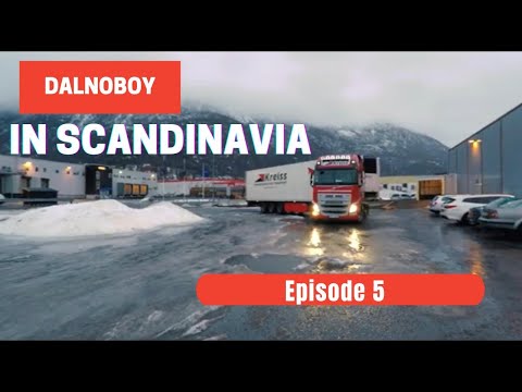 Видео: Опасные Скандинавские дороги, цепи противоскольжения на трехосник, северное сияние. 5 серия