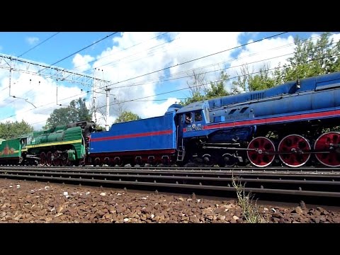 Видео: Steam Locomotives Два Паровоза П36 - 0120 и 0027 10, 13 и 16 августа 2016