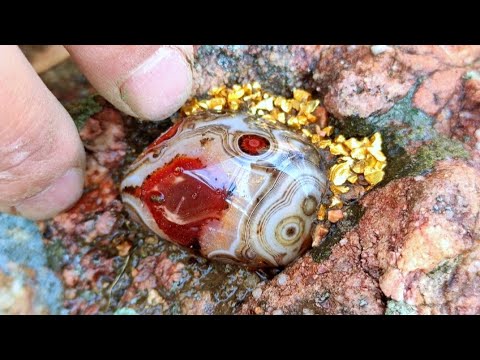 Видео: Найдите сокровище в кратере. Я нашел этот агат, покрытый золотом.