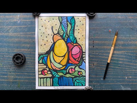 Видео: Фрукты. Стилизация под витраж