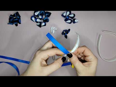 Видео: Ободок из атласной ленты 5 см .