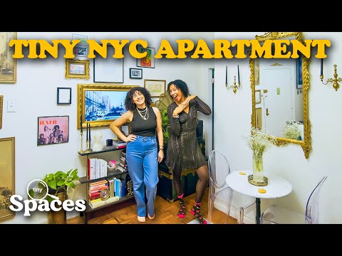 Видео: Экскурсия по квартире площадью 450 кв. футов в Верхнем Ист-Сайде | Tiny Spaces