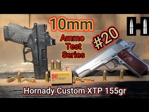 Видео: Тестирование 10-мм патронов: № 20 Hornady Custom 155gr XTP | Стволы 5" и 3,8" | Точность/Гель