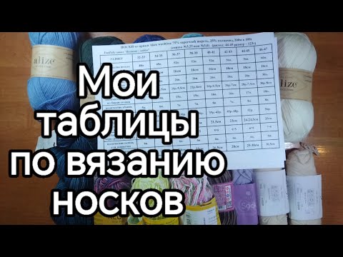 Видео: Мои таблицы по вязанию носков #носки #носочнаяпряжа