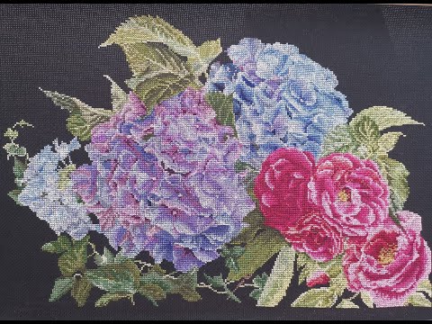 Видео: Красота спасет  МИР !!! Многоцветка (121 цвет) Thea Gouverneur Гортензии и розы . Готовая работа !