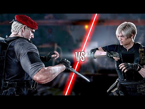 Видео: Resident Evil 4 Remake — Ножевой бой Леона против Краузера | Все бои с боссами Джека Краузера