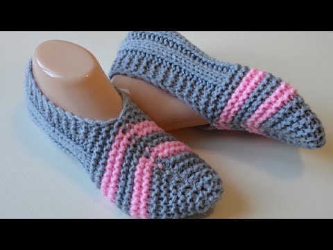 Видео: Домашние тапочки двумя спицами / легко, быстро, красиво.