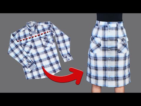 Видео: Как легко превратить мужскую рубашку в стильную юбку! Miarti 🧵✂️