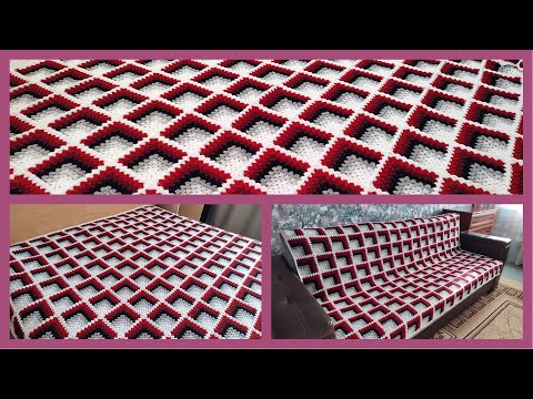 Видео: Плед 3D крючком/МК