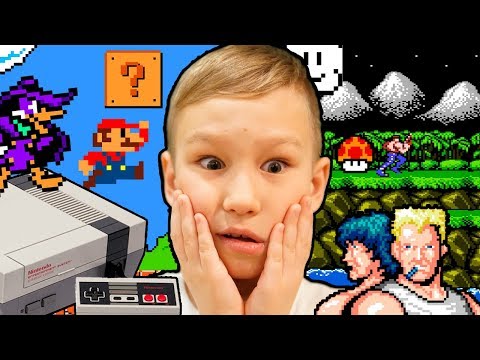 Видео: РЕАКЦИЯ РЕБЕНКА В 2019 НА ИГРЫ ДЕНДИ 8 БИТ! Super Mario, Contra, Черный Плащ! NES DENDY artemedia