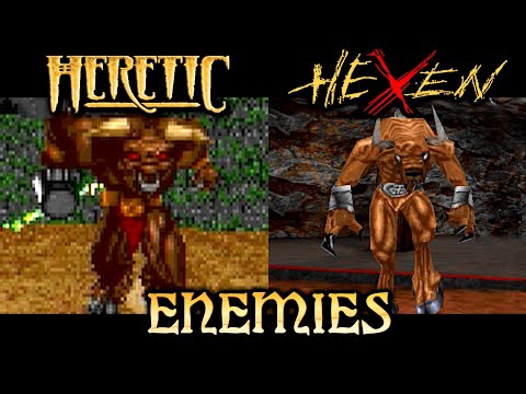 Видео: Все враги Heretic и Hexen (1994 - 1998)