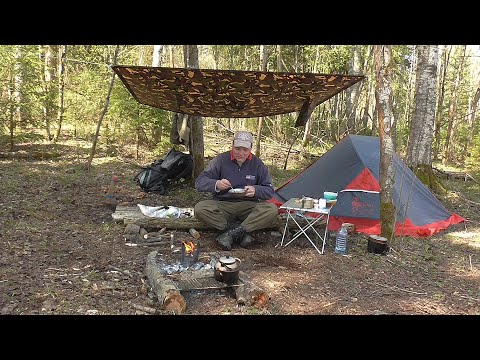 Видео: Поход в лес. Ночь в лесу у реки Осьма. Готовим на костре.