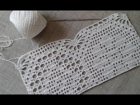 Видео: Топ крючком (филейное вязание). Часть 7. Вяжем образец 16-19 ряды.