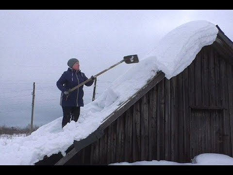 Видео: Вышла на борьбу со снегом! Завалило всю крышу, дом в опасности