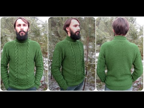 Видео: Вязание мужского свитера с косами и жемчужным узором