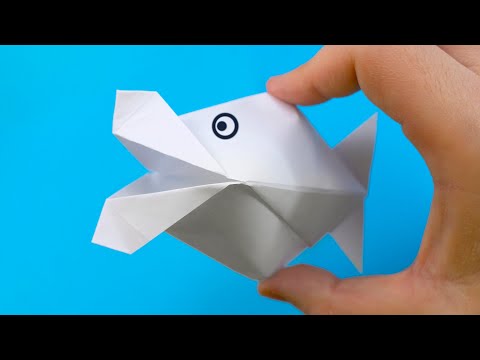 Видео: Рыбка из бумаги А4, которая умеет шевелить губами - лёгкое оригами без ножниц