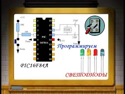 Видео: 4. Как написать программу для включения светодиодов, подключенных к PIC16F84A (Урок 4. Теория)