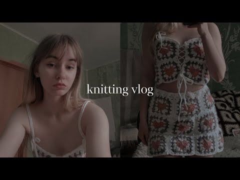 Видео: вязальный влог: вяжу топ и юбку