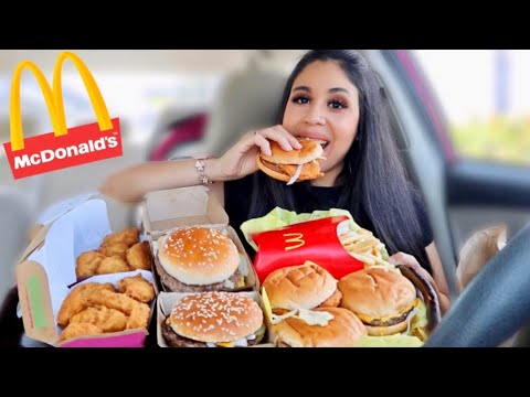 Видео: МАКДОНАЛЬДС МУКБАНГ!!! (Биг Мак, 20 куриных наггетсов, четвертьфунтовый стейк, большая картошка ф...