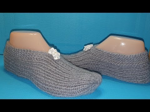 Видео: #474 ТАПОЧКИ СПИЦАМИ РЕЗИНКОЙ ОДНИМ ПОЛОТНОМ.ЛЕГКО И ПРОСТО. МАСТЕР КЛАСС.