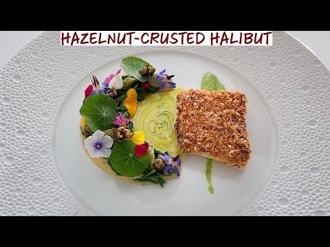Видео: Палтус в ореховой корочке с картофельным пюре, базиликом, соусом из самфира и белого вина