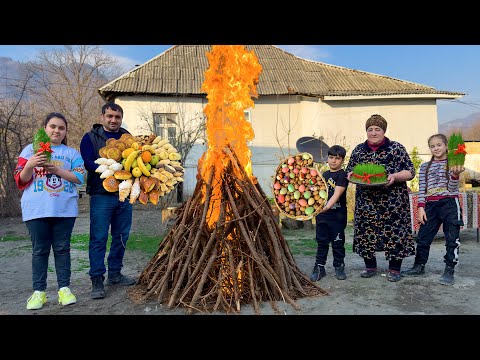 Видео: Праздник Новруз в спокойной деревне! Шекербура, пахлава и семени | бабушка готовит