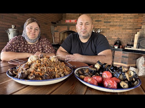 Видео: Плов из коричневого риса посмотрите как получился, Баклажаны с курдюком на углях!