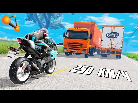 Видео: РАЗМАЗАЛО О ГРУЗОВИК! ДОРОГА СМЕРТИ ДЛЯ МОТОЦИКЛИСТА! - BeamNG.drive Multiplayer