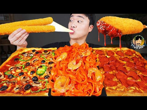 Видео: ASMR MUKBANG | пицца с сыром, Огненная лапша, сырная палочка рецепт блюда принимать