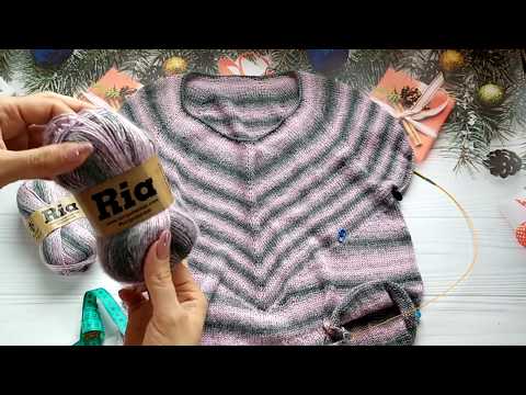 Видео: Полосатый пуловер. Часть 3. Обзор процесса вязания.