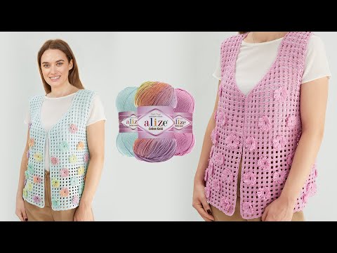 Видео: Alize Cotton Gold Batik ile Bahar Yelekleri • Spring Vests • Весенний Жилет