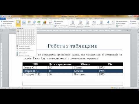 Видео: Робота з таблицями у текстовому редакторі MS word