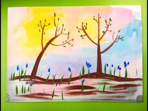 Видео: Занятие по рисованию красками "Весна в лесу"