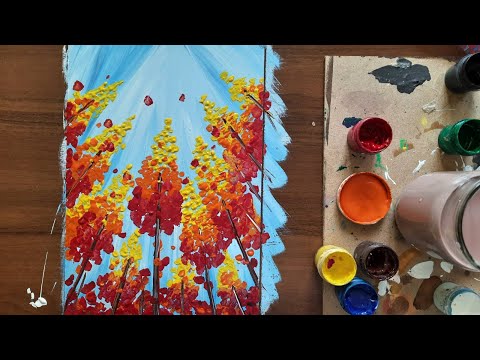 Видео: Рисуем осень / Простой рисунок гуашью
