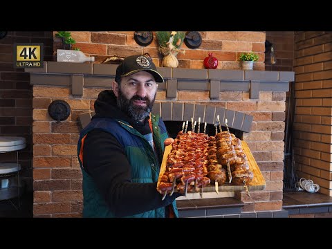 Видео: ШАШЛЫК из КУРИНЫХ СЕРДЕЧЕК. Сочные шампиньоны на мангале.