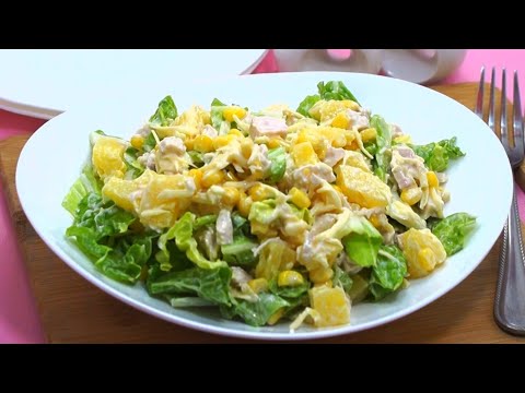 Видео: Салат из пекинской капусты с курицей и ананасами — очень вкусный салат с курицей