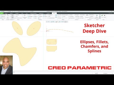 Видео: Creo Parametric — режим эскиза, подробное описание 4B — сплайны, эллипсы, скругления и фаски