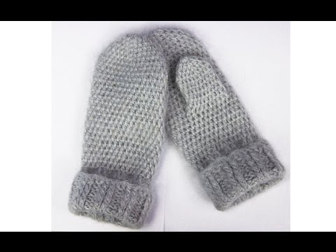 Видео: Варежки крючком для мамы - Crochet mittens - рельефные варежки