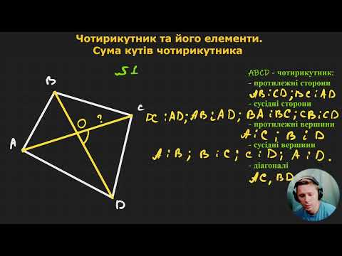 Видео: 8Г1.1.1. Чотирикутник та його елементи. Сума кутів чотирикутника