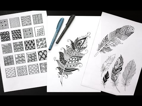Видео: Видеоурок Перо Жар птицы. Графика, зенарт, дудлинг. Zenart, doodling.