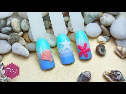 Видео: Лесни морски дизайни за летен маникюр с пяна и акрилна пудра | Декорации на нокти | #дизайнурок 07