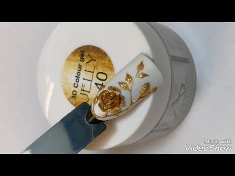 Видео: Очень объемная роза золотым гелем желе AS 3D Jelly colour №40
