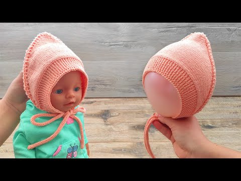 Видео: Чепчик от завязки до завязки спицами 🐭 Baby hat Tie-to-Tie knitting pattern