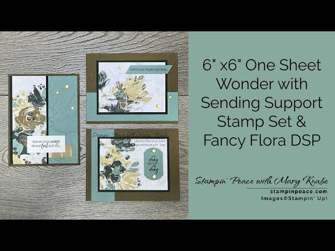 Видео: 6 x 6 дюймов, один лист, набор штампов «Посылая мысли» и DSP «Фантастическая флора»