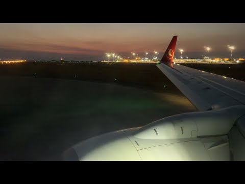 Видео: Turkish Airlines • Boeing 737-800 • TC-JVH • Вечерний взлёт из аэропорта Македония, Салоники