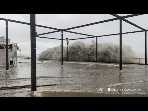 Видео: Сильный шторм в Сочи | Отель Камелия | Мацеста Бриз