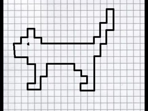 Видео: Кот (графический диктант по клеточкам), рисуем по клеточкам котика